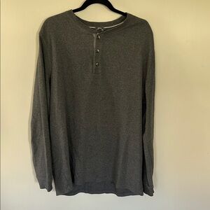 Classic Men's Long-Sleeve Henley Shirt - Charcoal